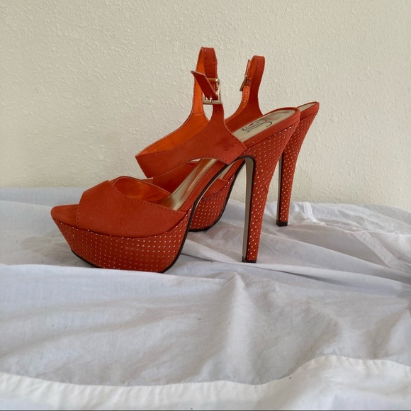 Heart in D Orange Gold platform High Heel Size 6 - Picture 5 of 17